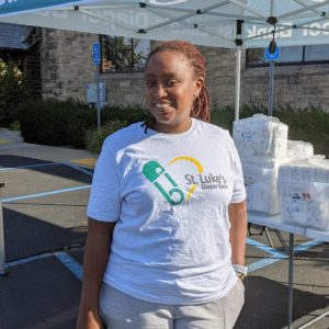 Esther Gachiri, the Saint Luke's Diaper Bank Distribution Coordinator.